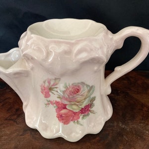 Shaving Mug Scuttle Cup Porcelain, Rose Floral Design, Staffordshire England, Barber Gift