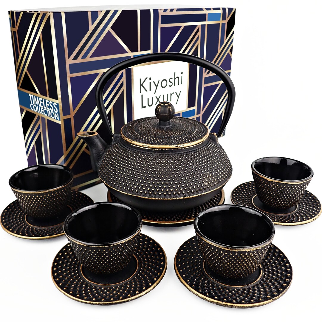 11PC Japanese Tea Set Cast Iron Tea Pot 26oz With