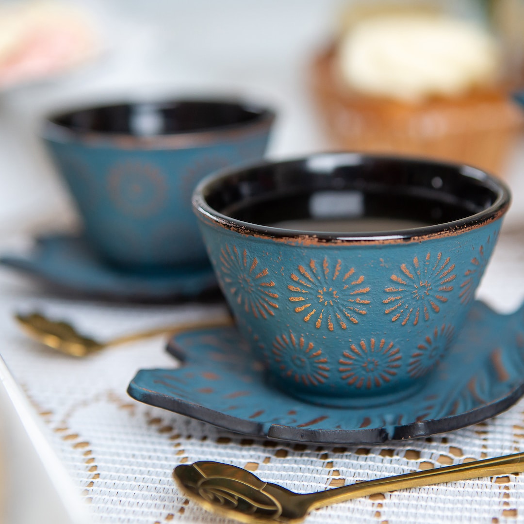 4 Pc Japanese Tea Cups Set, Espresso Cup Set, 2 Large Tea Cups 4oz and