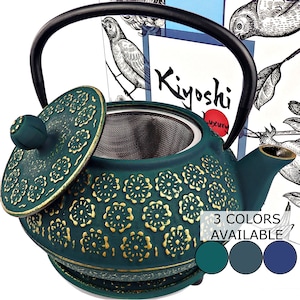 Japanese Cast Iron Teapot Large Capacity 34Oz with Trivet and Loose Leaf Tea Infuser, Cast Iron Tea Kettle Stovetop Safe. Tetsubin Coated