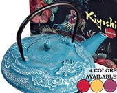 Japanese Cast Iron Teapot Large Capacity 40Oz with Trivet and Loose Leaf Tea Infuser, Cast Iron Tea Kettle Stovetop Safe. Tetsubin Coated