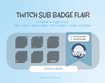 Snowflake Flair | Sub Bit Badge Channel Point Emote | Winter Cold White Icy Christmas | Twitch Facebook Discord OBS
