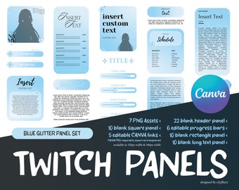 Painel Twitch Estrela Azul Brilhante | Link CANVA para DIY | Painéis de Contração Celestial | Painéis Estéticos Twitch