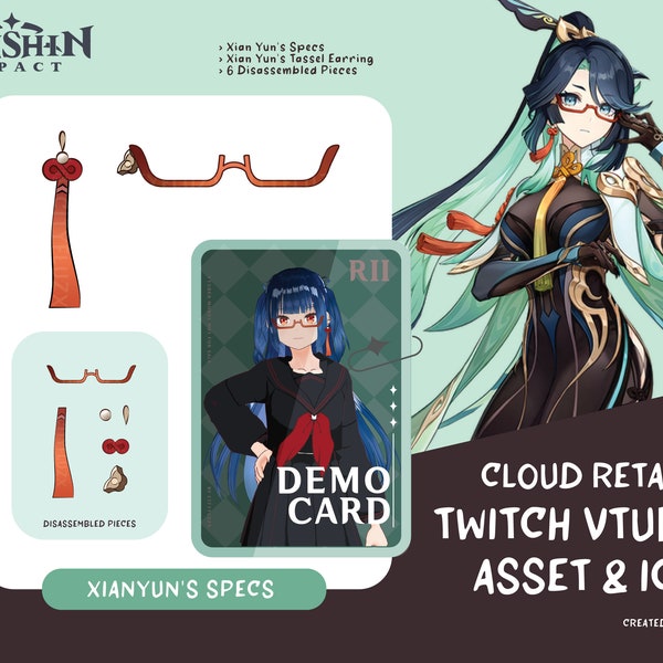 Cloud Retainer Spectacles Vtuber Asset 2D PNG Xian Yun | Instant Download & Use + Customisable | Genshin Impact | Live2D Vroid | Twitch