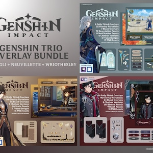 Genshin Overlay Trio Bundle | Zhongli Neuvillette Wriothesley | Sofortiger Download | Twitch Stream Facebooking Gaming