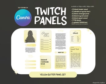 Painel Twitch Estrela Amarela Brilhante | Link CANVA para DIY | Painéis de Contração Celestial | Painéis Estéticos Twitch