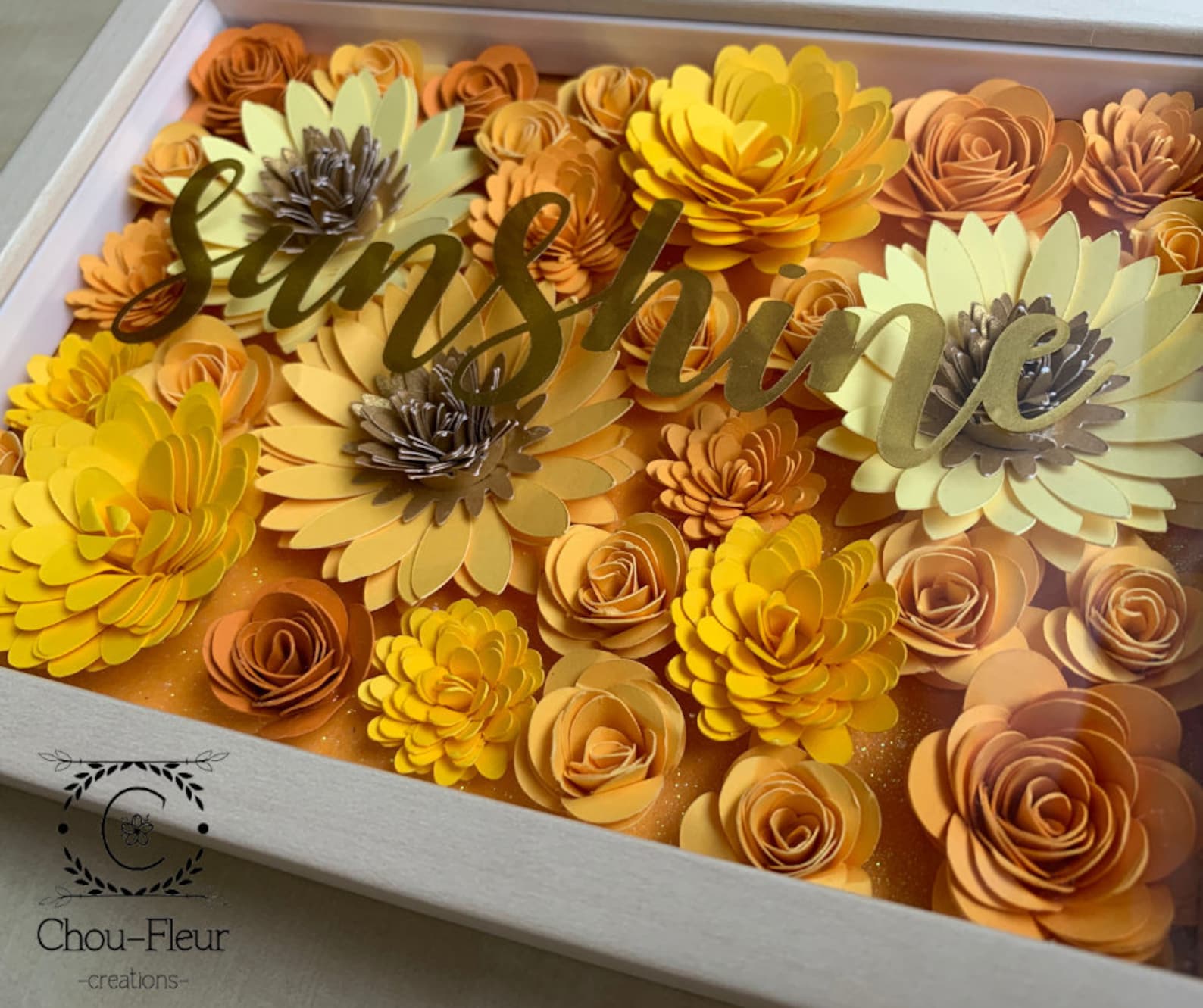Flower Shadow Box Personalized Flower Frame Paper Flowers - Etsy
