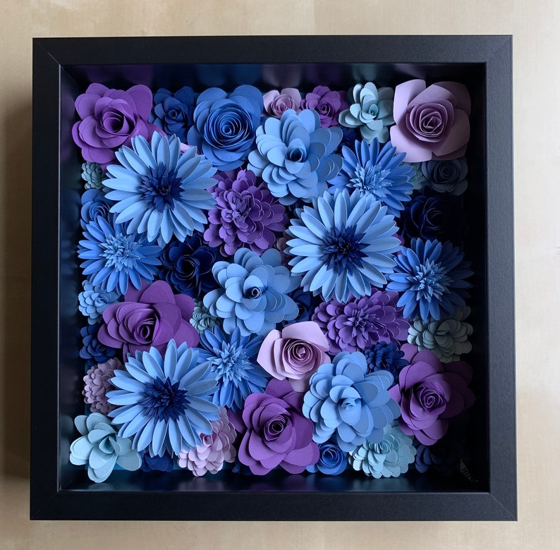 Flower Shadow Box Personalized Flower Frame Paper Flowers Etsy