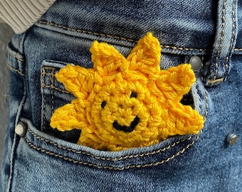 Sonnenschein für jeden Tag | Glücksbringer Hosentasche | gehäkelter Handschmeichler | Mutmacher für Kinder | Taschensonne | Schulbegleiter