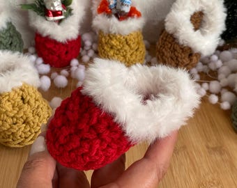 Gehäkelter Nikolauspantoffel | Nikolausstiefel| Weihnachtssocke| Weihnachtsdeko| Nikolausschuh| Weihnachtsstrumpf| Nikolaussocke| Häkeldeko