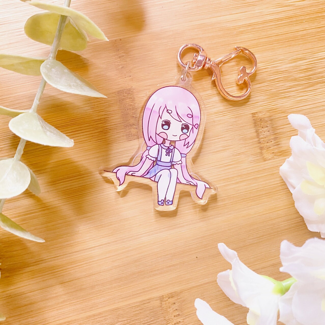 Cute Anime Girl Acrylic Keychain Kawaii Anime Keychain Etsy
