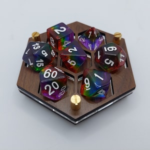 Customizable Hardwood Hex Dice Display Tray - Premium Role-playing Game Dice Accessory - Table Top Gaming Dice Holder