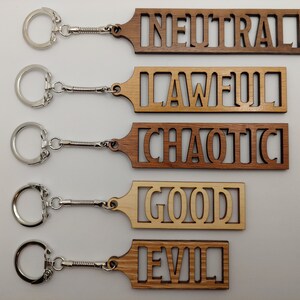 Customizable D&D Alignment Keychain - Premium Hardwood Dungeons and Dragons Accessory - Wearable for Bag or Clothing