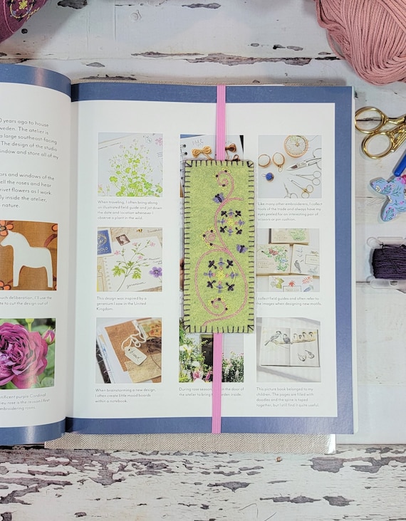 Beautiful Embroidered Bookmark, PDF Tutorial, Slow Stitching Project for Perfect Handmade Gifts, Double Sided Bookmark.