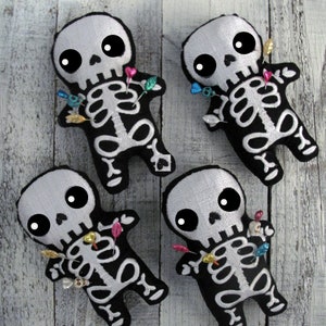 Handcrafted Embroidered Voodoo Skelly Pin Cushion - Adorably Wicked!