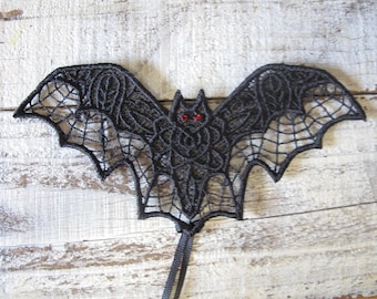 Lacey Black Bat Ornament: Spooky Halloween/Xmas Decor