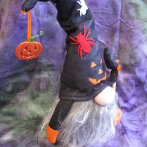 Adorably Spooky Handcrafted Halloween Themed GNOME - Color Changing - 3 AAA batteries required (not included)
