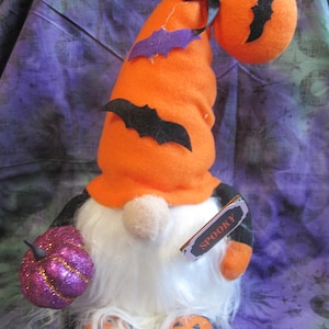 Adorably Spooky Handcrafted Halloween Themed GNOME - Color Changing - 3 AAA batteries required (not included)