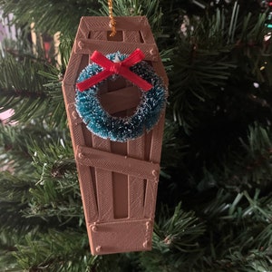 Spooky Casket Coffin Ornament - Great novelty Halloween, Christmas, Festive fun ornament...too cute!