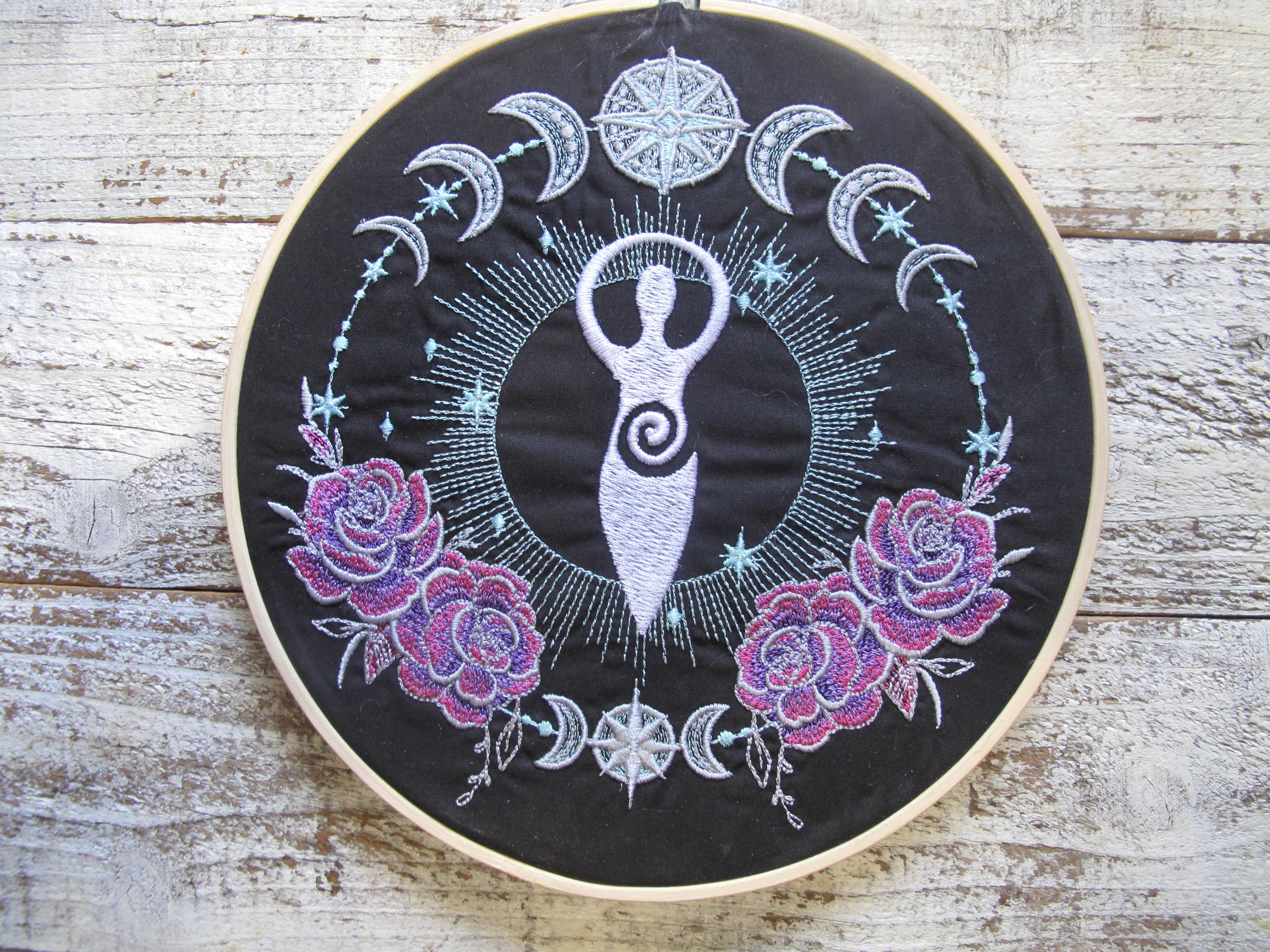 Moon Phase Roses Moon Goddess Embroidered Hoop Art: Roses & Moon Phases - Etsy