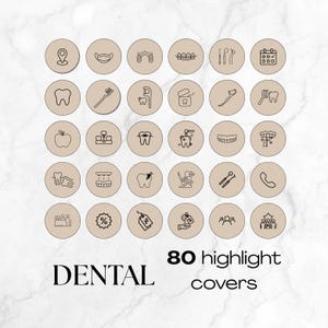Instagram Highlight Covers for Dentists | 80 Canva Templates for Dental Clinic, Tooth Care, Oral Health