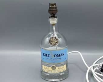 Kilchoman Whisky Bottle Lamp, table lamp, whiskey lovers gifts, quirky gifts, glass lamp, desk light, islay whisky, unusual present