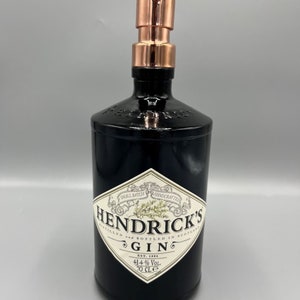 Large Hendricks Soap Dispenser, gin lovers gift, unusual gift, quirky gift, black soap pump, bathroom accessory, Rose Gold