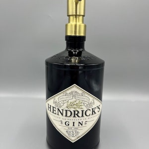 Large Hendricks Soap Dispenser, gin lovers gift, unusual gift, quirky gift, black soap pump, bathroom accessory, Gold