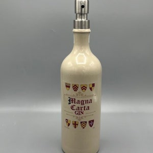 Magna Carta Gin Bottle Soap Dispenser, gin lovers gift, unusual gift, quirky gift, ceramic soap pump, bathroom accessory,