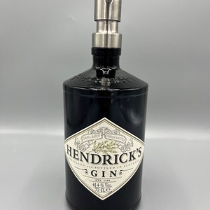 Large Hendricks Soap Dispenser, gin lovers gift, unusual gift, quirky gift, black soap pump, bathroom accessory, Chrome
