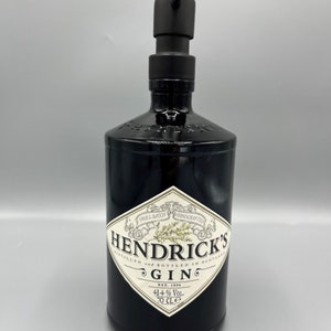 Large Hendricks Soap Dispenser, gin lovers gift, unusual gift, quirky gift, black soap pump, bathroom accessory, Black