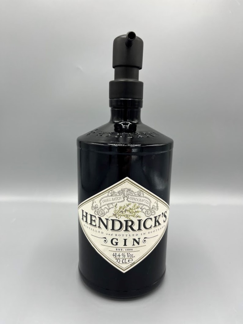 Large Hendricks Soap Dispenser, gin lovers gift, unusual gift, quirky gift, black soap pump, bathroom accessory, Black