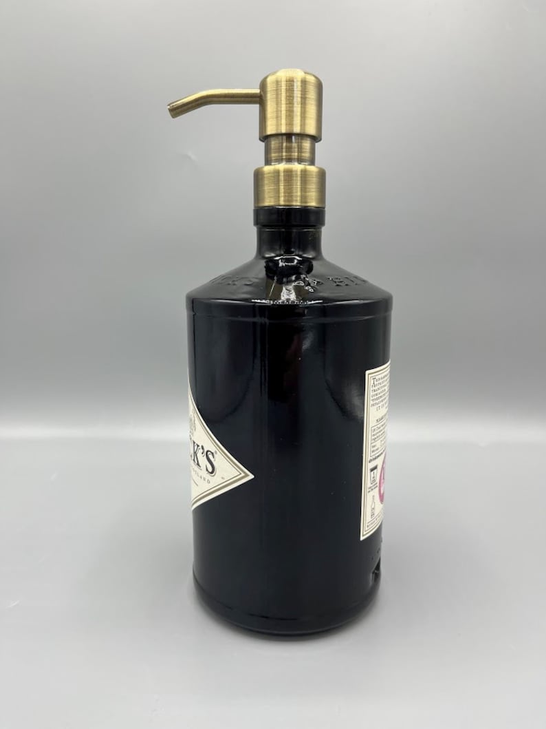 Large Hendricks Soap Dispenser, gin lovers gift, unusual gift, quirky gift, black soap pump, bathroom accessory, image 2