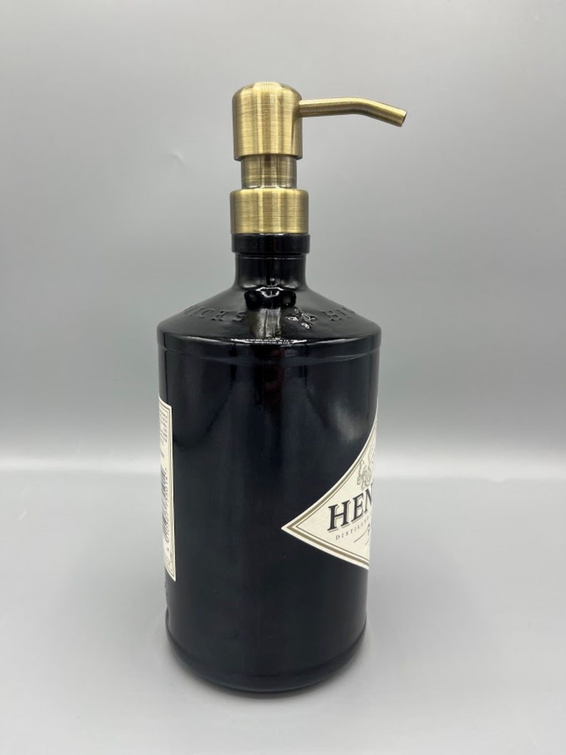 Large Hendricks Soap Dispenser, gin lovers gift, unusual gift, quirky gift, black soap pump, bathroom accessory, image 4