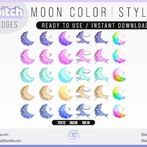MOON Badges Twitch | Twitch Sub Badges Emotes | Twitch Badge Moons