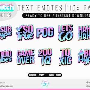 Text Emotes for Twitch / TikTok | Emotes Pack 10x Bundle | Twitch Streamer Emotes | Twitch Discord TikTok Streamer Emote