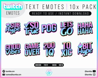 Text Emotes for Twitch / TikTok | Emotes Pack 10x Bundle | Twitch Streamer Emotes | Twitch Discord TikTok Streamer Emote