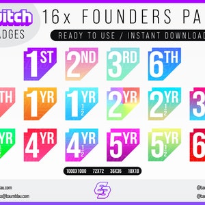 Founders Sub Badges Twitch + Transparent Version | Cheer/Sub Badges Twitch Founder - Twitch Emotes - Founder Sub Badges Twitch