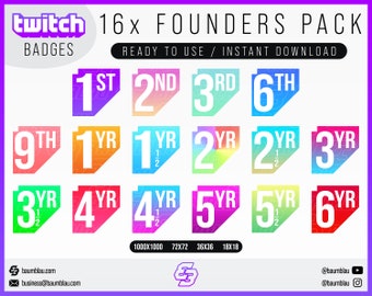 Founders Sub Badges Twitch + Transparent Version | Cheer/Sub Badges Twitch Founder - Twitch Emotes - Founder Sub Badges Twitch