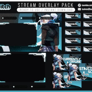Valorant Jett Stream Overlay | Gaming Stream Overlay Full Package | Twitch Streaming Overlay + Panels + Webcam Overlay + Overlay Screens