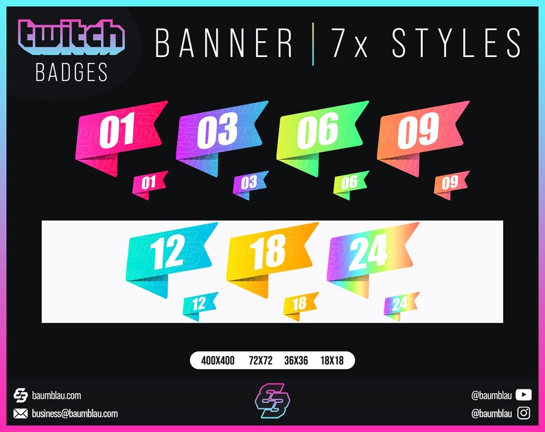 Banner Badges Twitch 7 X Different Months Sub Cheer Bad