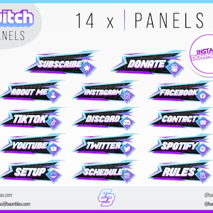 14x Twitch Panels - Aesthetic Purple Panels | Streamer Panels - Instant Download / Ready to Use