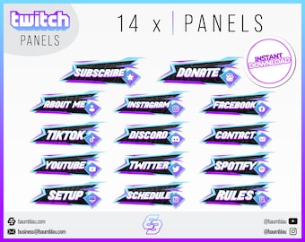 14x Twitch Panels - Aesthetic Purple Panels | Streamer Panels - Instant Download / Ready to Use