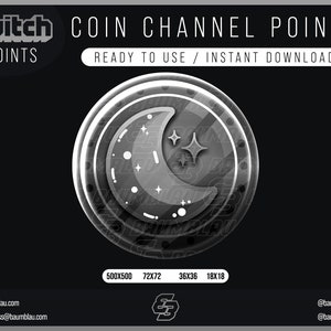 Moon Coin Black Twitch Channel Points Emote/Badge Coin Icon Instant Download image 2