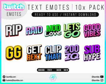 Twitch Text Emotes: 10x Streamer Emote Pack (Digital Download)