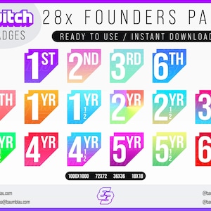 Subbadges oprichters Twitch + transparante versie | Cheer/subbadges Twitch-oprichter - Twitch-emotes - Founder-subbadges Twitch