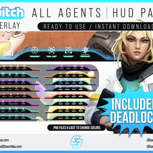 HUD Overlay Valorant Package + DEADLOCK (All 22x Agents) | Stream Overlay HUD Full Package | Valorant Overlay - Hub Overlay Valo Deadlock