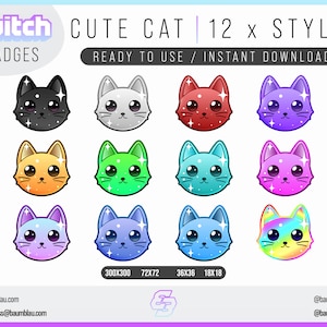 Leuke kattenbadges voor Twitch | Twitch-badge kat | Klaar voor gebruik/Direct downloaden
