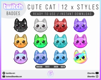 Cute Cat Badges for Twitch | Twitch Badge Cat | Ready to Use / Instant Download