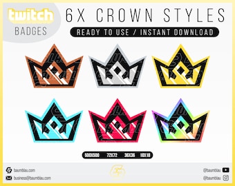Crown Badges Twitch | 6 x different Twitch Sub/Cheer Badge Crowns